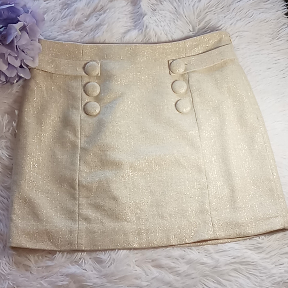 J.Crew beige metallic tweet A-line mini skirt sz 6